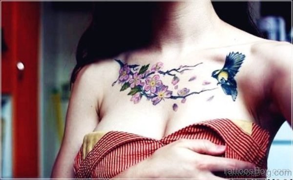 Hummingbird Tattoo Design On Chest