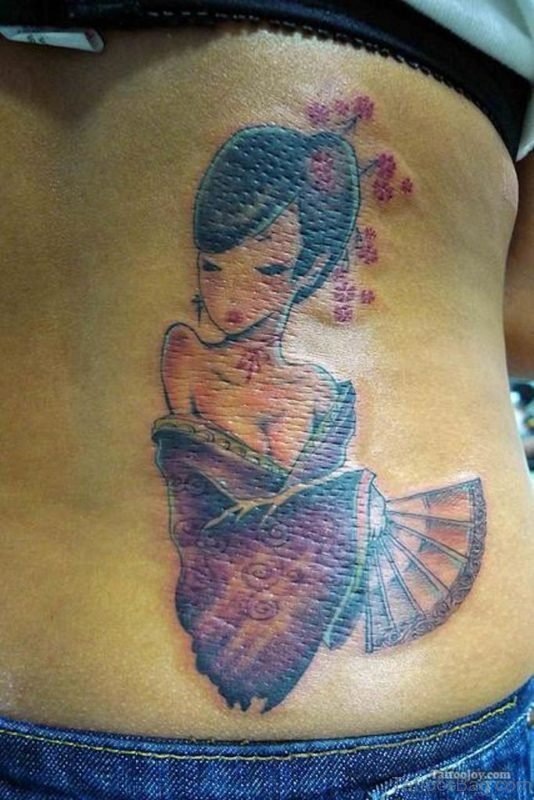 Geisha Tattoo On Lower Back
