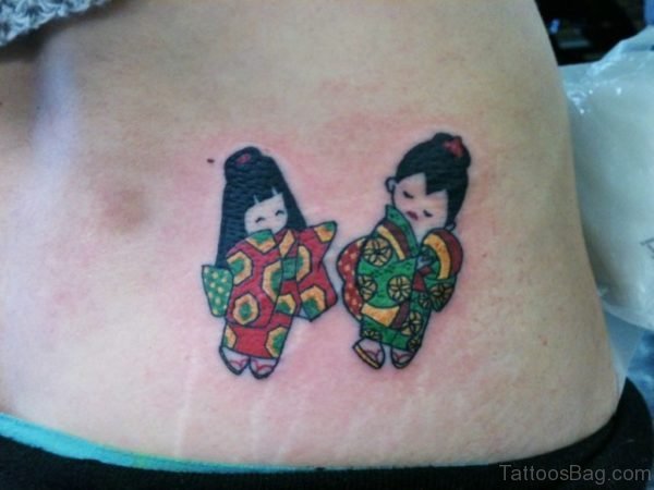 Geisha Tattoo On Lower Back Image