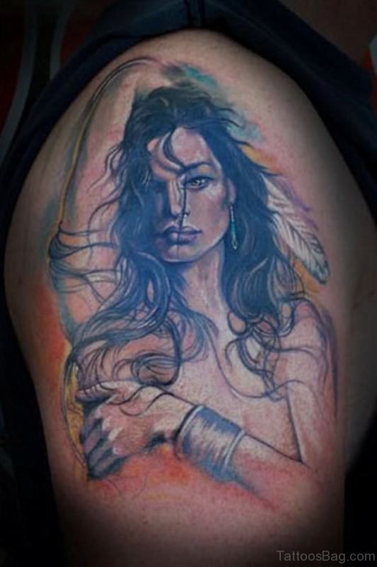 Girl Tattoo On Shoulder