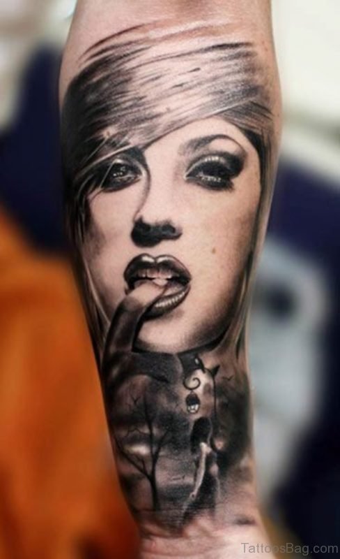 Girl Portrait Tattoo Design Image 