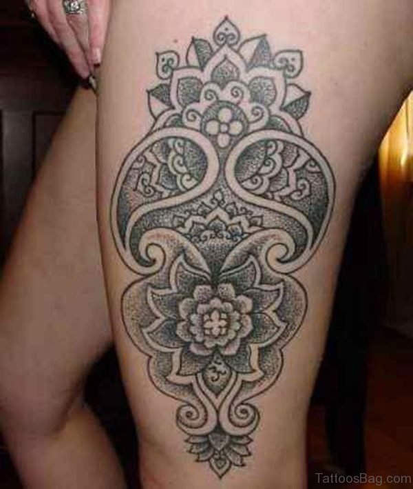 Gorgeous Mandala Tattoo On Thigh