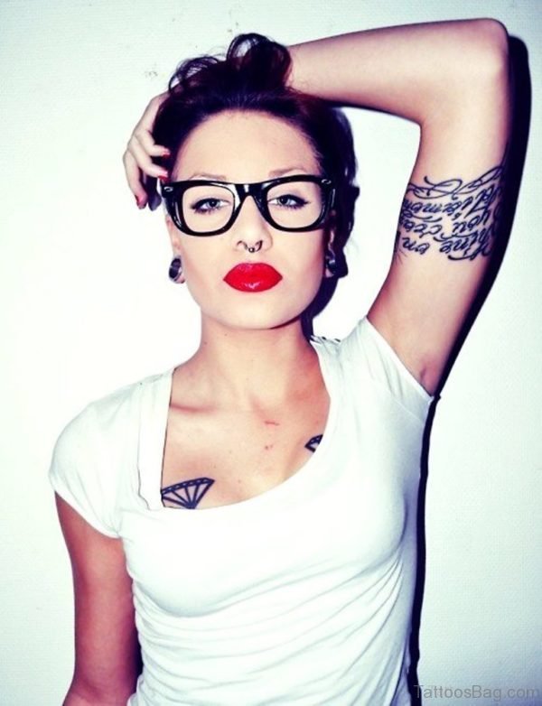 Graceful Black Diamond Tattoo On Chest