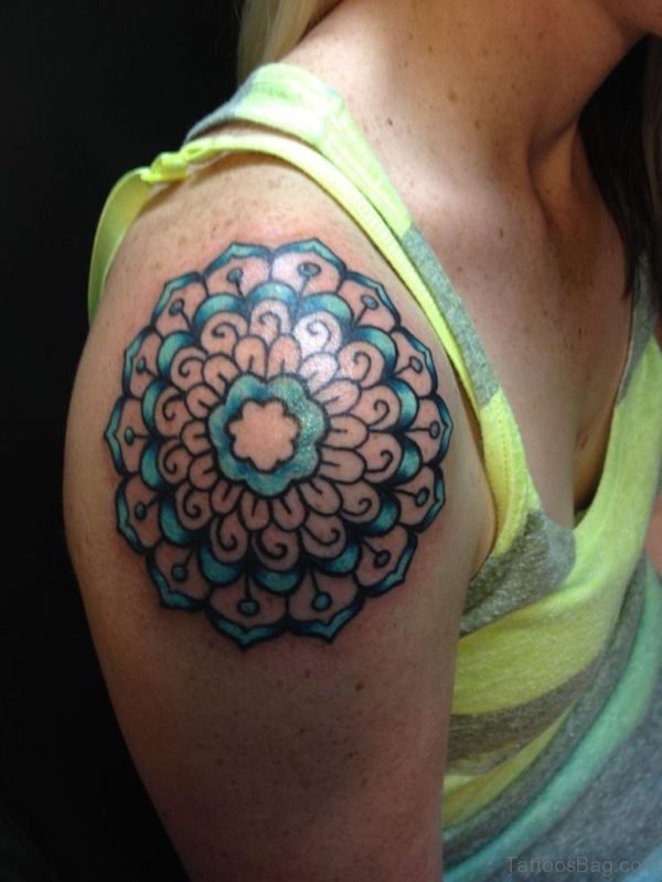 Graceful Mandala Tattoo On Shoulder