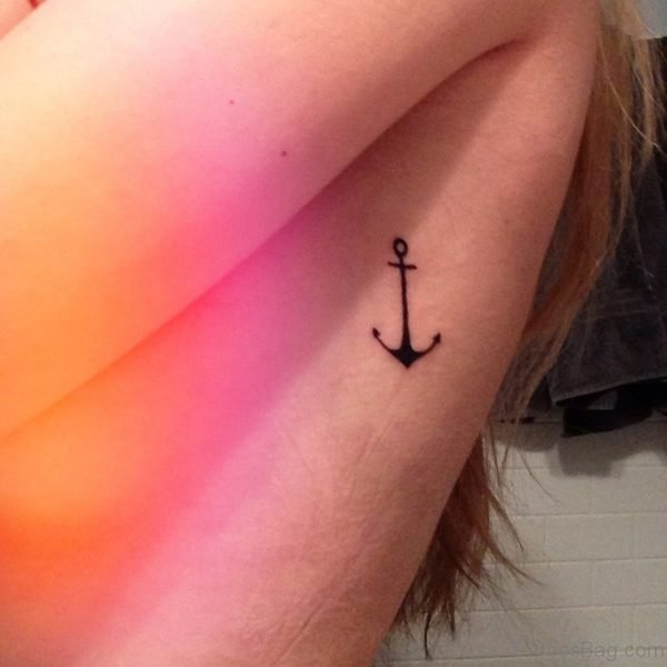 Great Anchor Tattoo On Rib