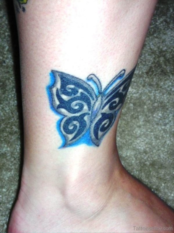 Great Butterfly Tattoo Design On Ankle