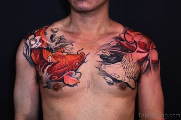 Great Fish Tattoo On Chest