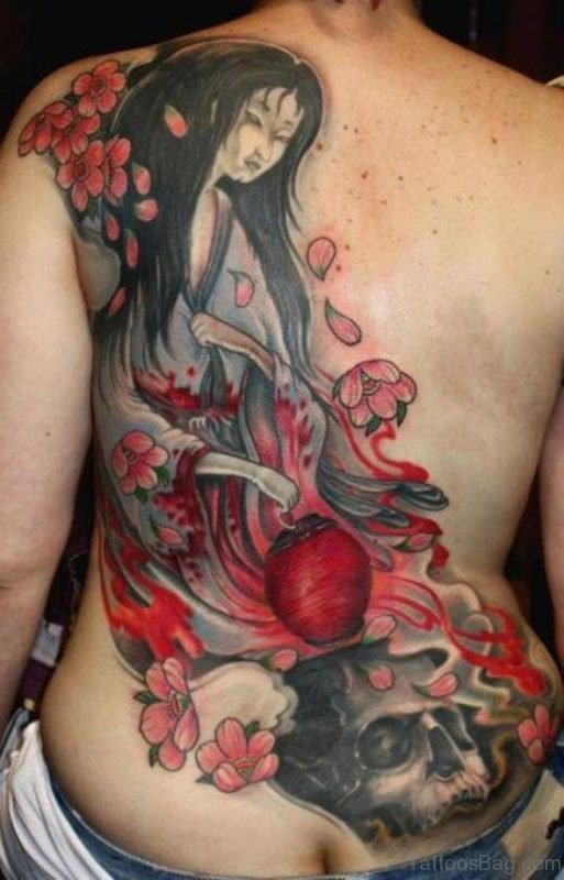 Great Looking Geisha Tattoo Design