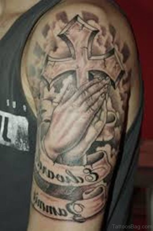 Great Looking Praying Hands Tattoo