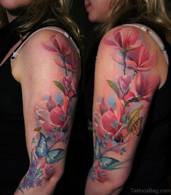 Great Magnolia Tattoo Design 