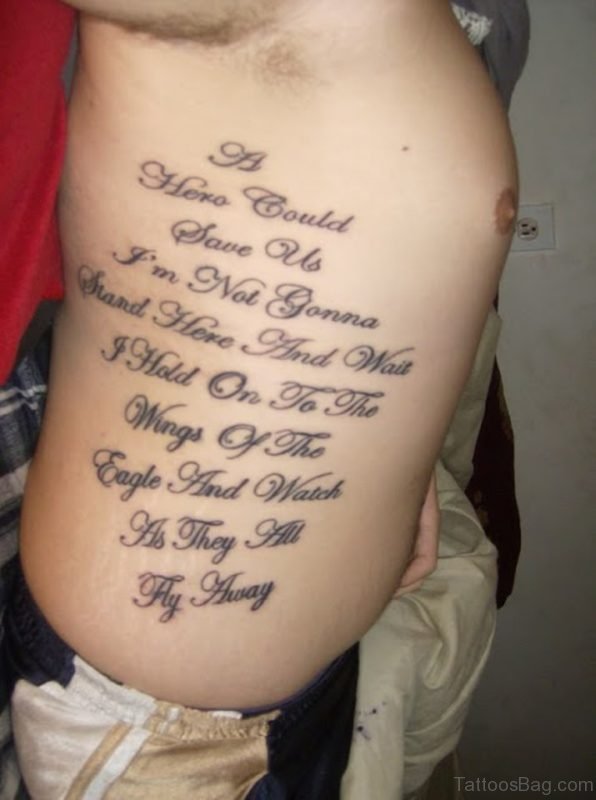 Great Wording Tattoo On Rib