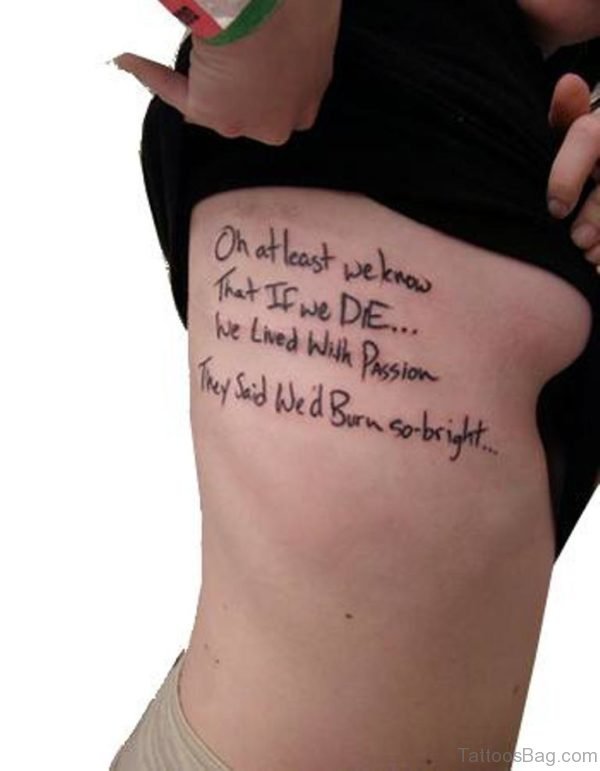 Greek Writing Tattoo On Rib