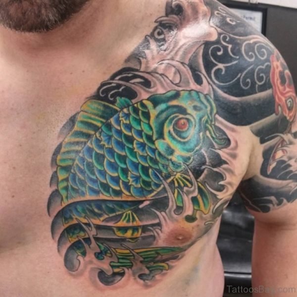 Green Color Fish Tattoo