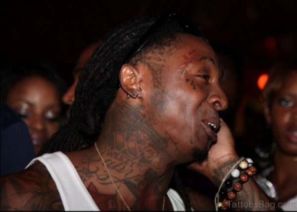 Grey Gangster Neck Tattoo
