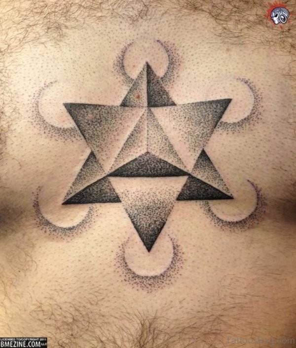 Grey Ink Geometric Star Tattoo