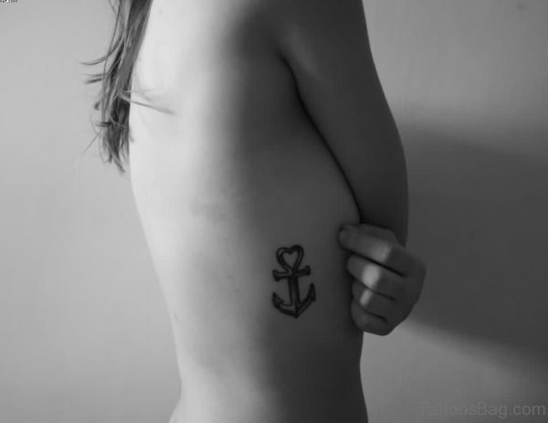 Grey Ink Heart Anchor Tattoo