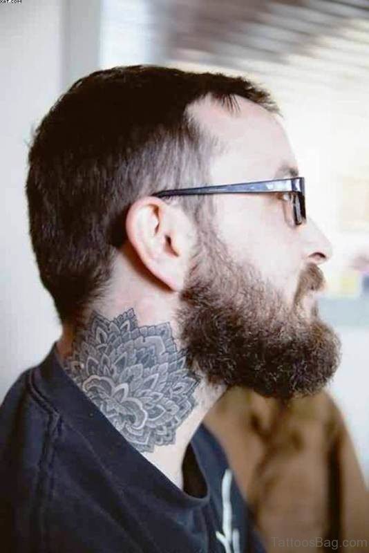Grey Lotus Tattoo On Neck
