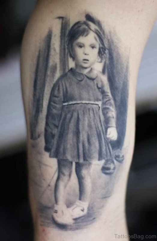 Grey girl portrait Tattoo