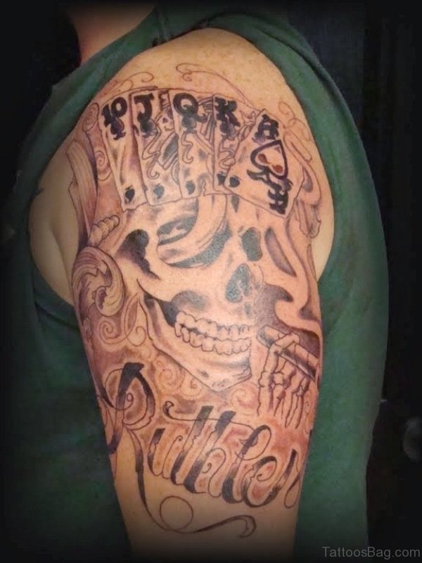 Half Sleeves Gambling Shoulder Tattoo