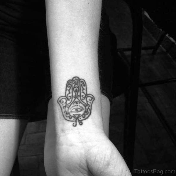 Hamsa Hand Tattoo On Wrist