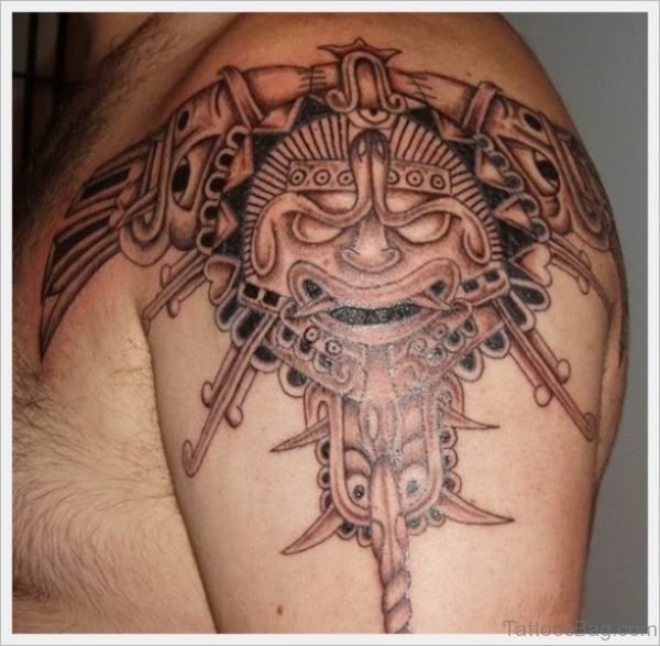 Hannya Mask Tattoo On Left Shoulder 1