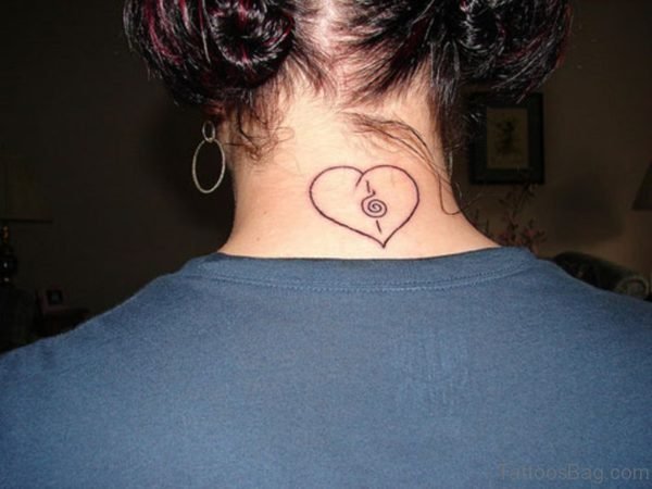 Heart Music Tattoo On Neck