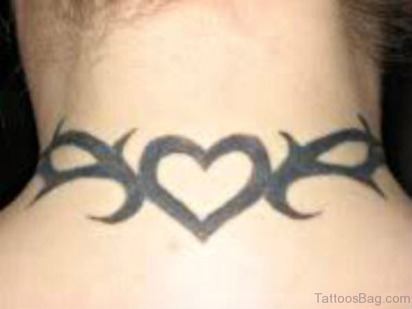 Heart Tribal Neck Tattoo