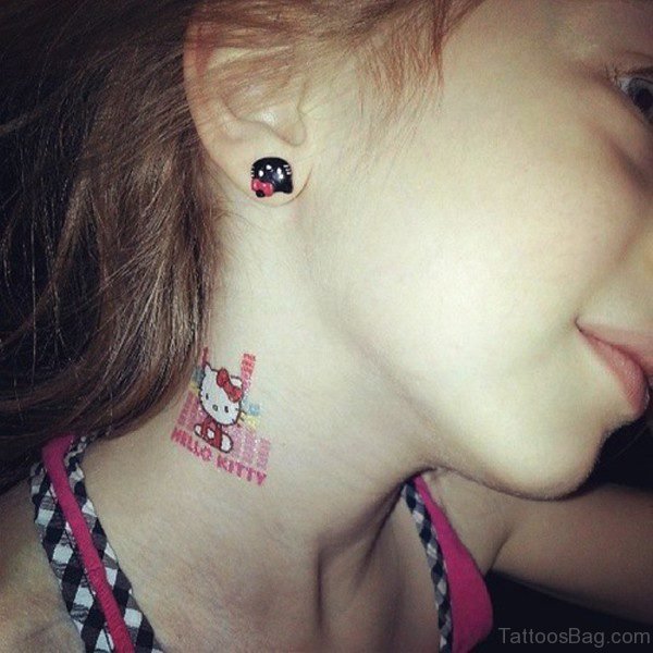 Hello Kitty Neck Tattoo