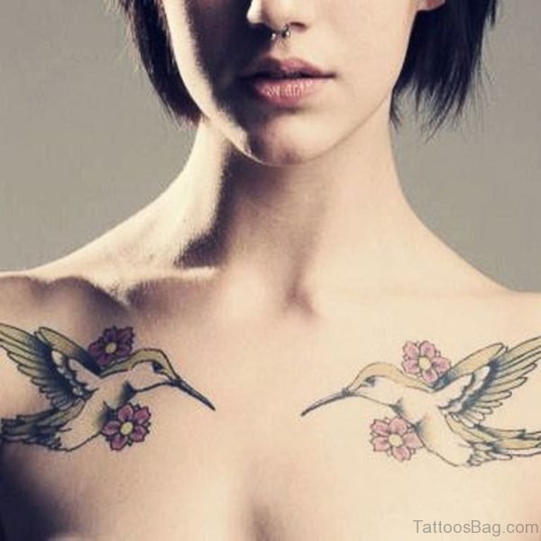 Hummingbird Tattoo On Chest