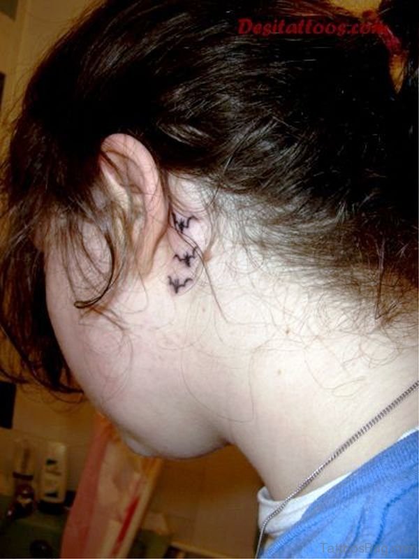 Image Of Bats Tattoo Behind Ears