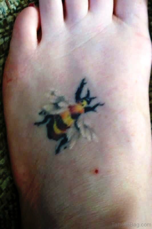 Image Of Bee Tattoo On Foot 