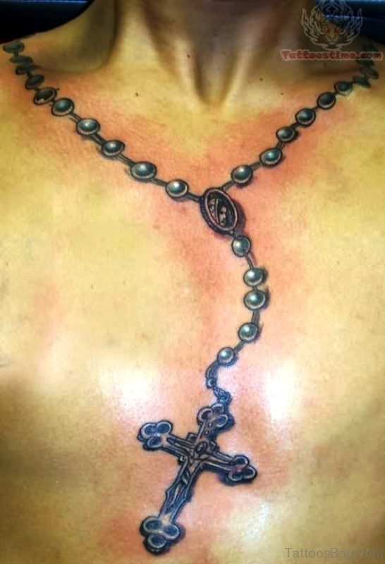 Image Of Rosary Tattoo On Neck