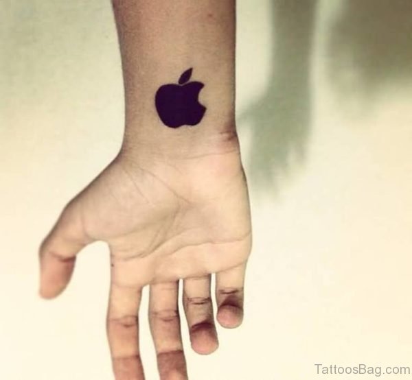 Impressive Apple Logo Tattoo On Wrist