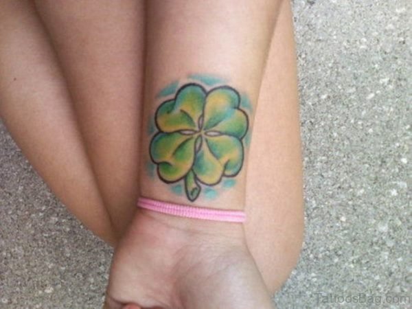 Impressive Four Leaf Tattoo On Wrist