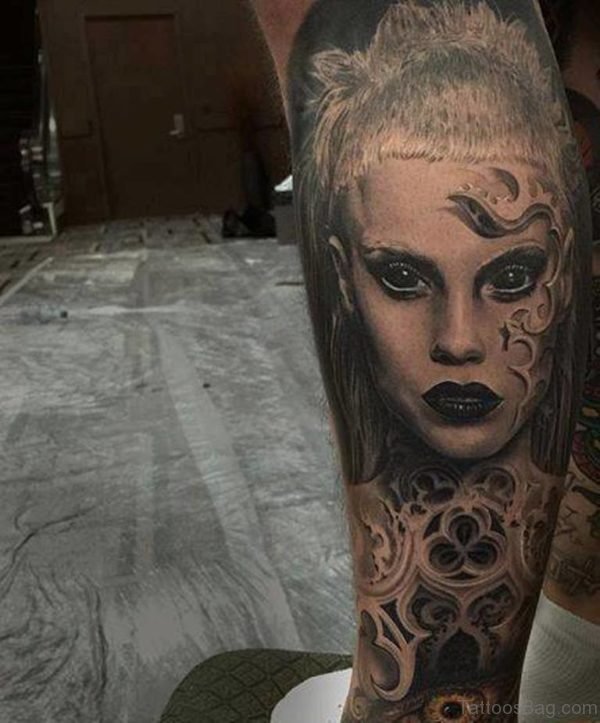 Impressive Girl Portrait Tattoo