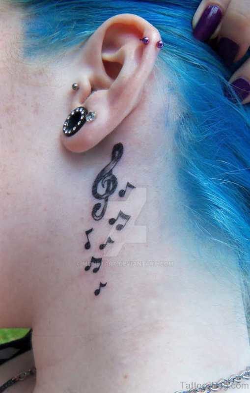 Impressive Music Tattoo On Neck