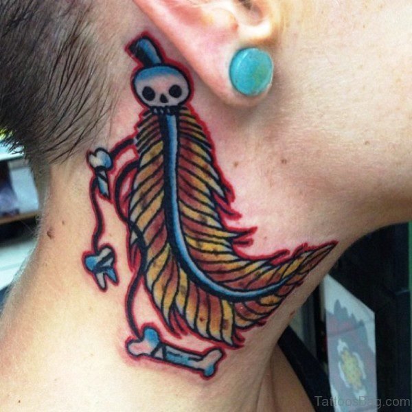 Impressive Skull Tattoo On Neck