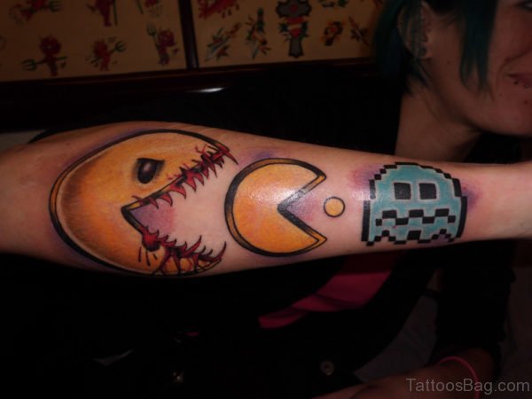 Impressive pacman Wrist Tattoo