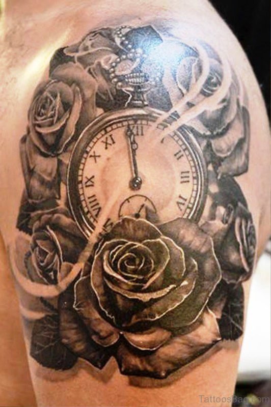 Interesting Clock Tattoo Design 8057