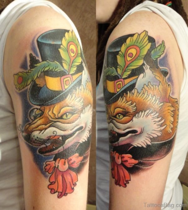 Japanese Fox Tattoo On Shoulder