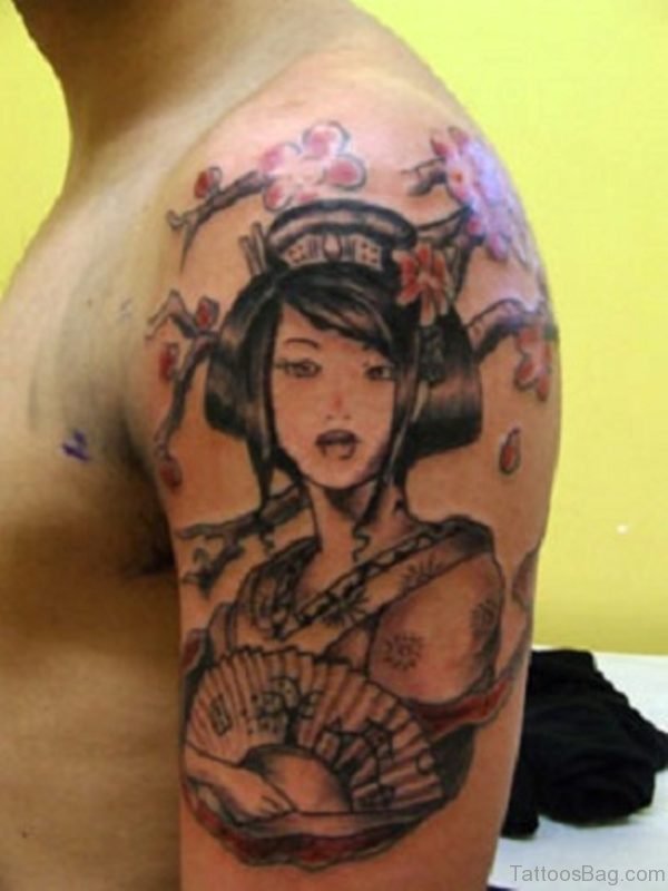 Japanese Girl Portrait Tattoo Design