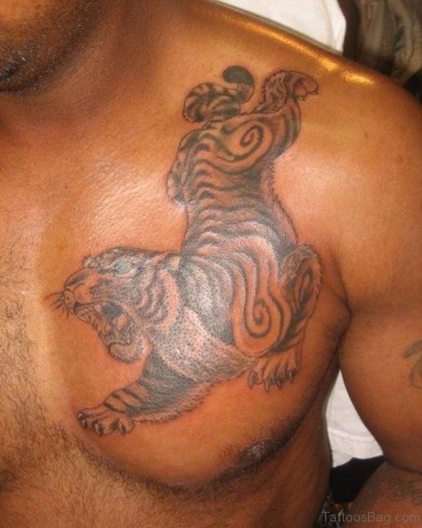 Japanese Tiger Tattoo Design On  Chest