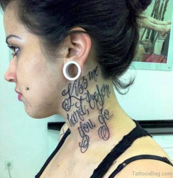 Kiss Letter Tattoo On Neck
