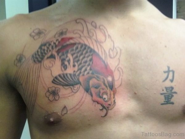 Koi Fish Chest Tattoo