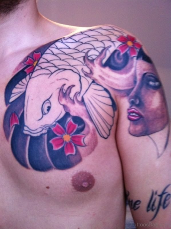 Koi Fish Tattoo Chest