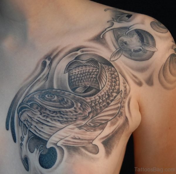 Koi Fish Tattoo On Chest