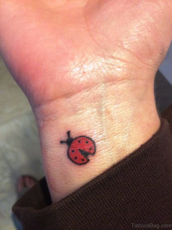 Ladybug Tattoo On Right Wrist