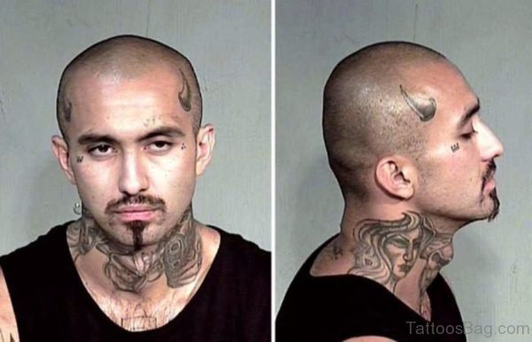 Landy Gangster Neck Tattoo