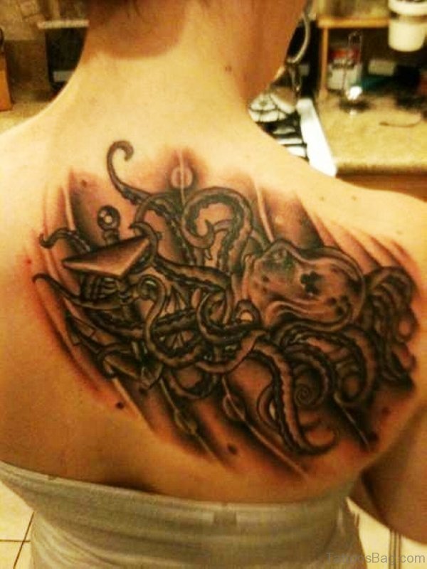 Large Kraken Shoulder Tattoo