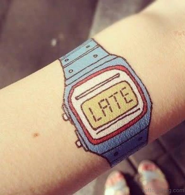 Late Clock Tattoo On Wrist